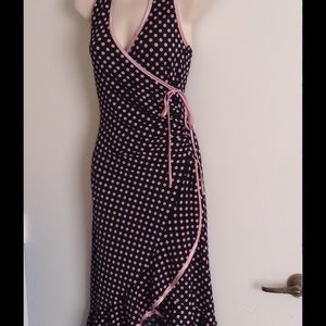 Black & Pink Polka Dot Halter Dress